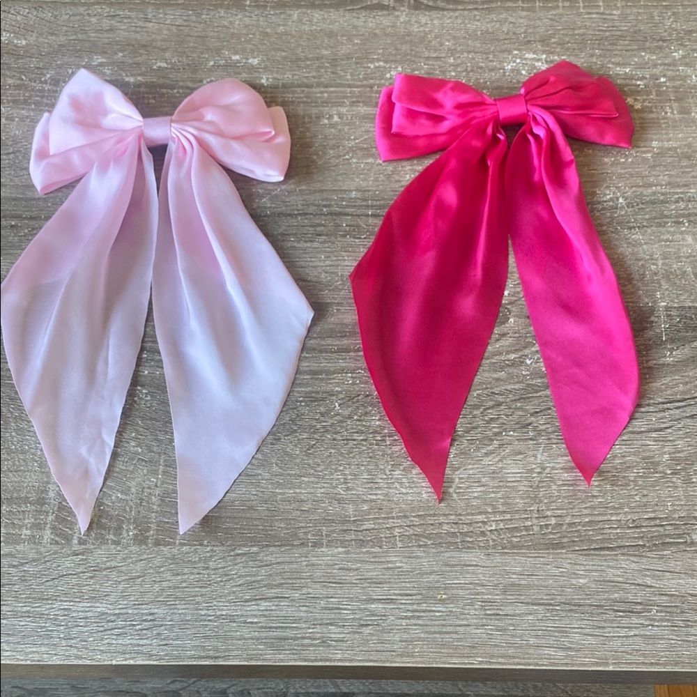 Pink and Fuchsia Satin Hair Bows